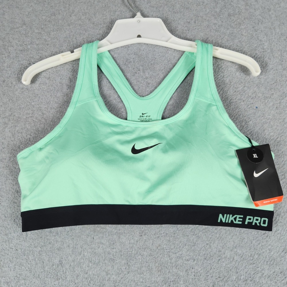 Nike Pro Dri-FIT Sports Bra Womens XL Mint Green Racerback Pullover Yoga Gym